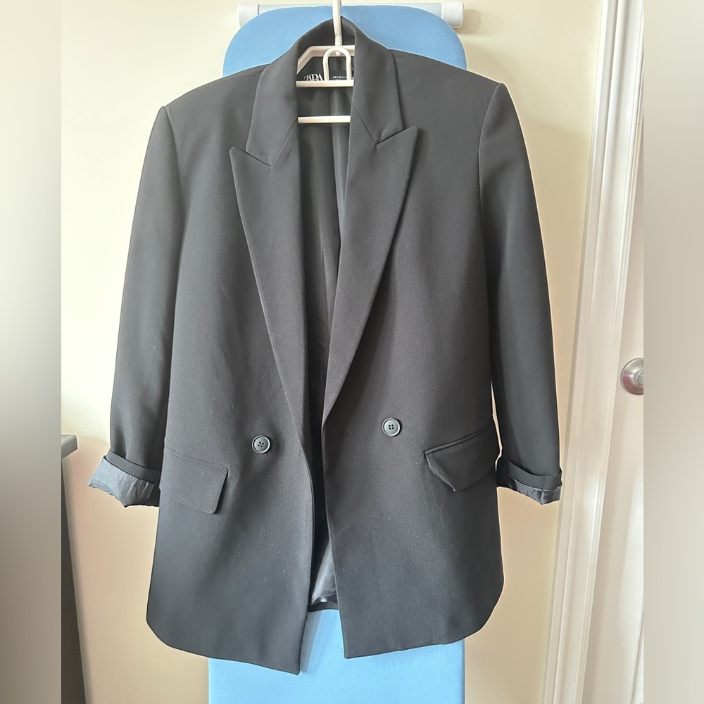 Zara Oversized double Breasted Jacket - black